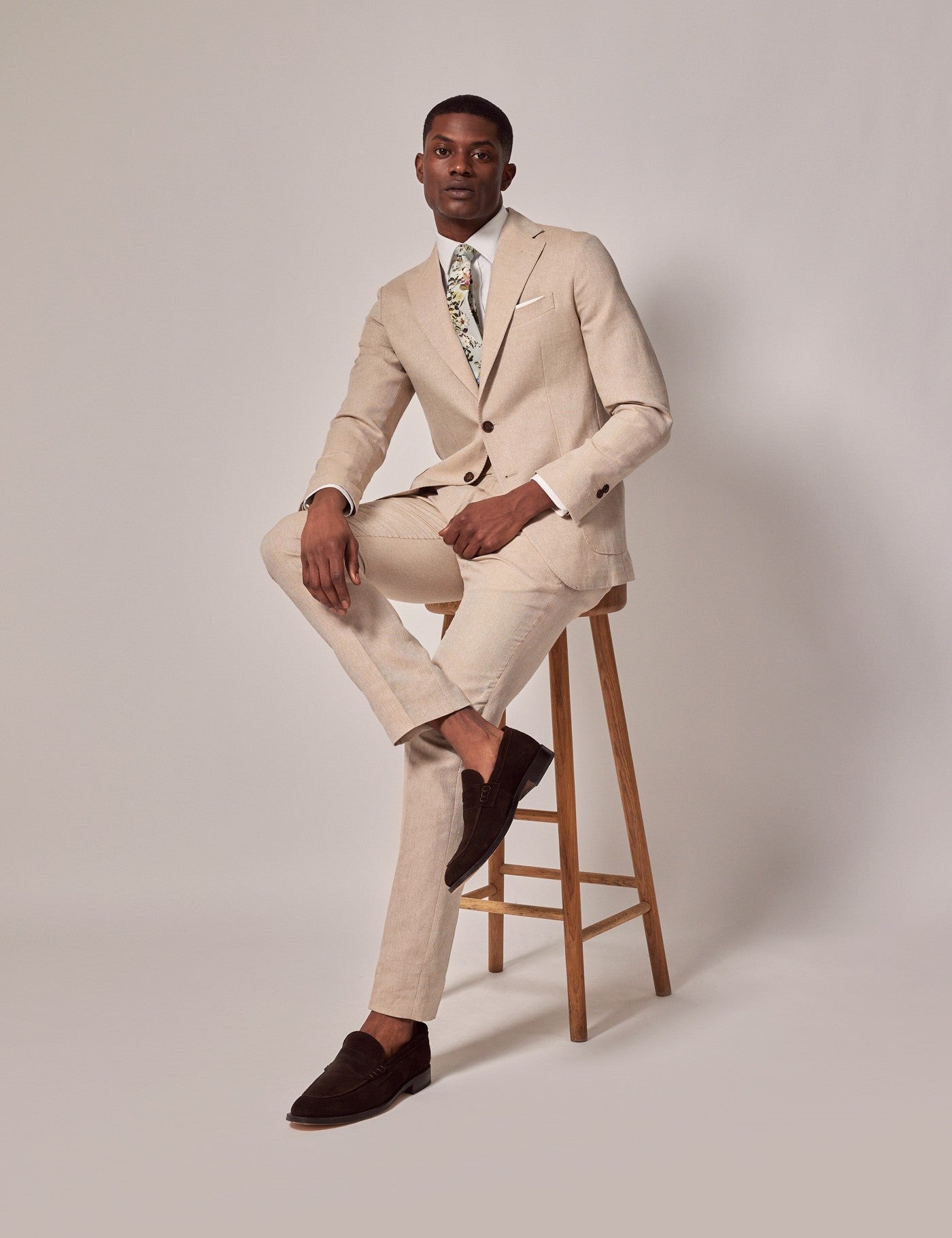 Mens Linen Suit For Beach Wedding - Summer  Slim Suit in Stone 1 SQ-7264  - from alligatorwarehouse.com