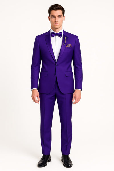 Purple Tuxedo Suit for Men ƒ?? Stylish Two-Piece Prom and Wedding Suit with Matching Satin Lapel 1   - from alligatorwarehouse.com