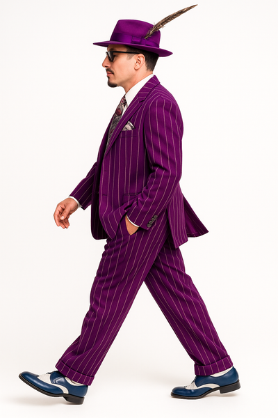 Purple Pinstripe Zoot Suit  3 Piece 1920s/1930s Gangster Outfit (Jacket and Pants and Vest)  Vintage Fashion 5   - from alligatorwarehouse.com