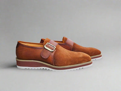 Suede Buckle Monk Strap Shoe 3 KS515-38SCNAVY9  - from alligatorwarehouse.com
