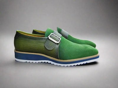 Suede Buckle Monk Strap Shoe 4 KS515-38SCNAVY9  - from alligatorwarehouse.com