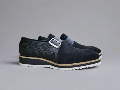Suede Buckle Monk Strap Shoe 5 KS515-38SCNAVY9  - from alligatorwarehouse.com