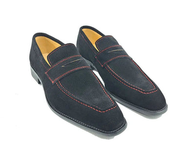 Suede Penny Loafer contrast stitching 1 KS509-36SBROWN75  - from alligatorwarehouse.com