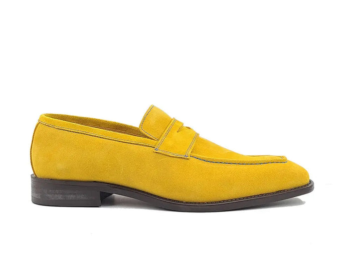 Carrucci Suede Penny Loafer contrast stitching