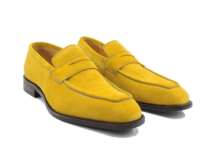 Carrucci Suede Penny Loafer contrast stitching