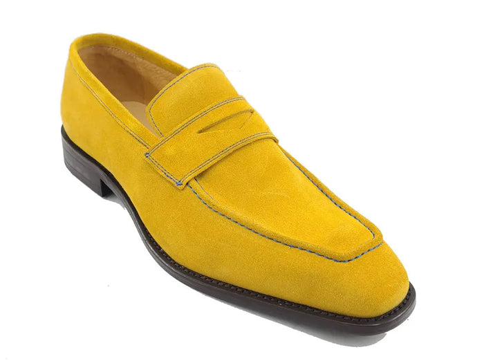 Carrucci Suede Penny Loafer contrast stitching