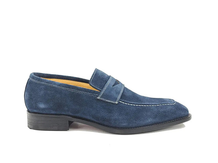 Carrucci Suede Penny Loafer contrast stitching