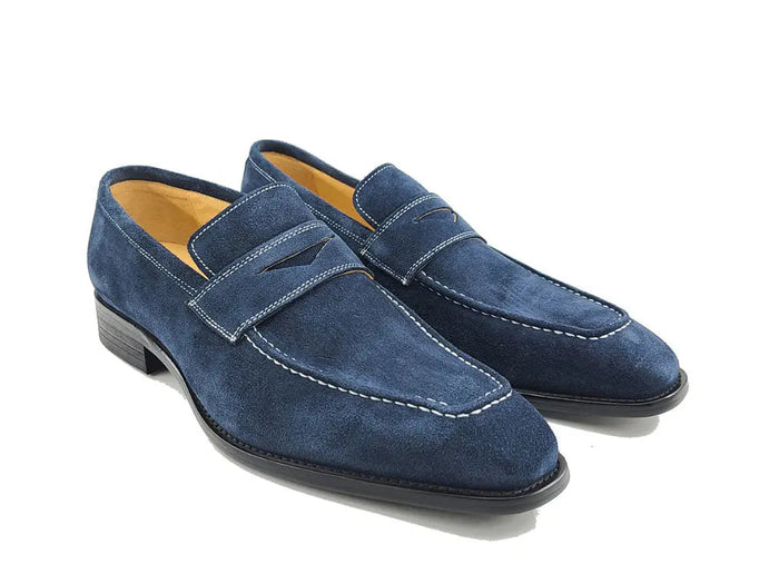 Carrucci Suede Penny Loafer contrast stitching