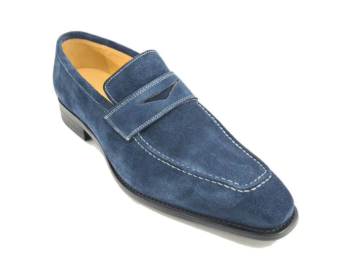 Carrucci Suede Penny Loafer contrast stitching