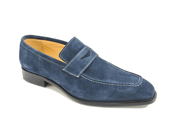 Carrucci Suede Penny Loafer contrast stitching
