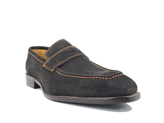 Carrucci Suede Penny Loafer contrast stitching