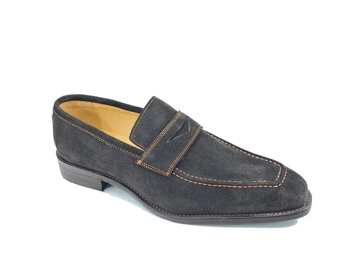 Carrucci Suede Penny Loafer contrast stitching