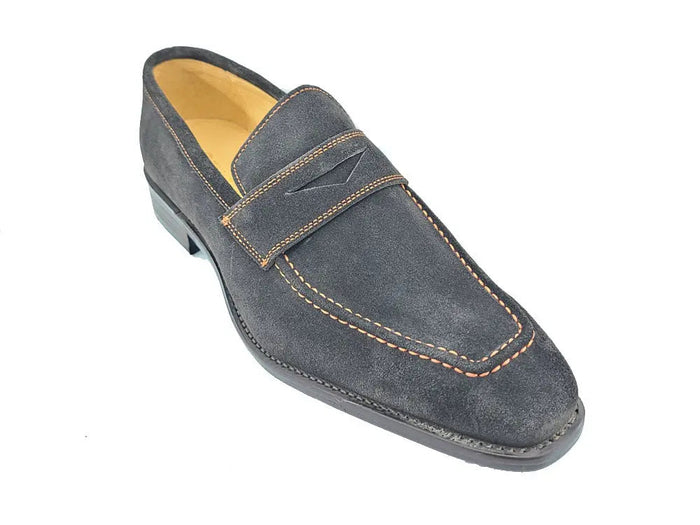 Carrucci Suede Penny Loafer contrast stitching