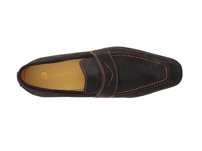 Carrucci Suede Penny Loafer contrast stitching