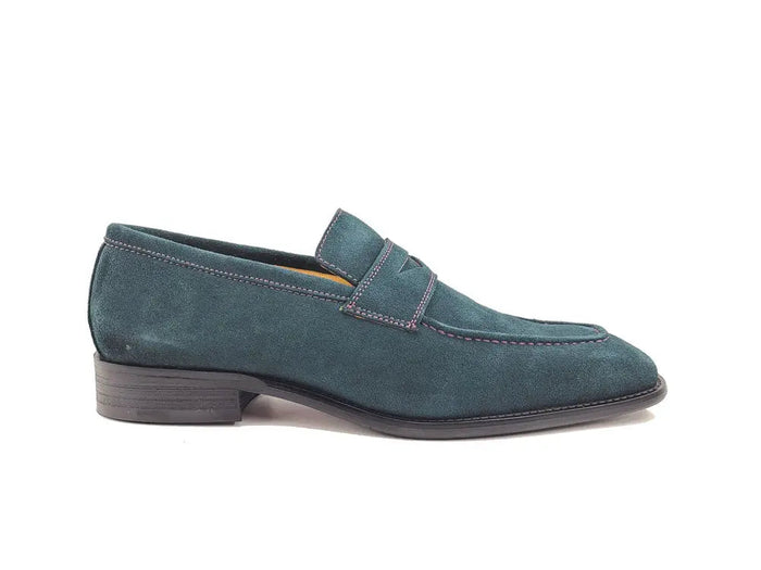 Carrucci Suede Penny Loafer contrast stitching