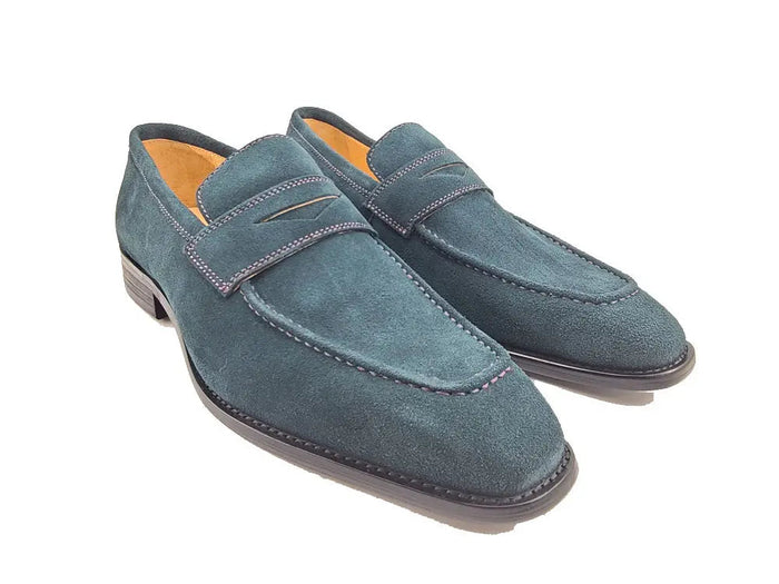Carrucci Suede Penny Loafer contrast stitching
