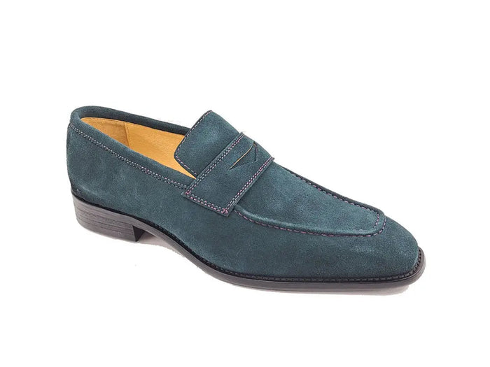Carrucci Suede Penny Loafer contrast stitching