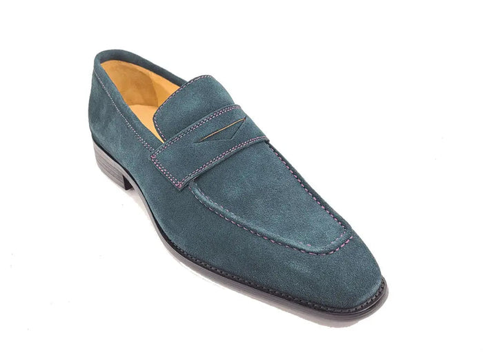 Carrucci Suede Penny Loafer contrast stitching