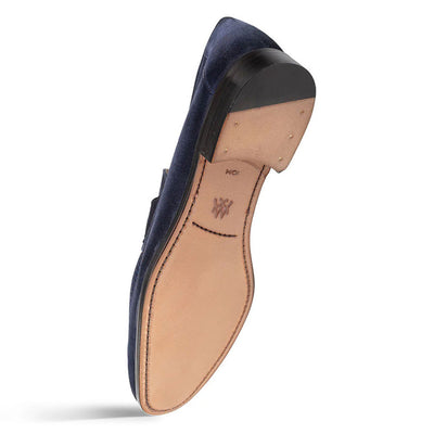 Caro Navy Suede Leather Penny Loafers By Mezlan Made In Spain Brand 5   - from alligatorwarehouse.com
