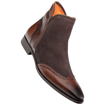 Men's Camilleri Calf/Suede Ankle Zip Brown Boot By Mezlan Made In Spain Brand 1   - from alligatorwarehouse.com