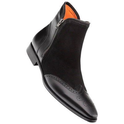 Men's Camilleri Calf/Suede Black Ankle Zip Boot By Mezlan Made In Spain Brand 2   - from alligatorwarehouse.com
