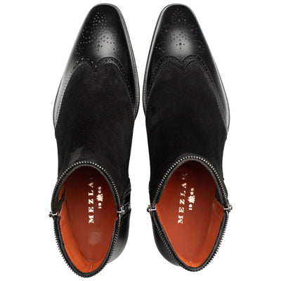 Men's Camilleri Calf/Suede Black Ankle Zip Boot By Mezlan Made In Spain Brand 3   - from alligatorwarehouse.com