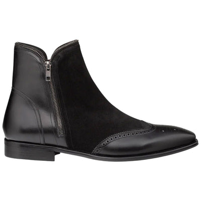 Men's Camilleri Calf/Suede Black Ankle Zip Boot By Mezlan Made In Spain Brand 1   - from alligatorwarehouse.com
