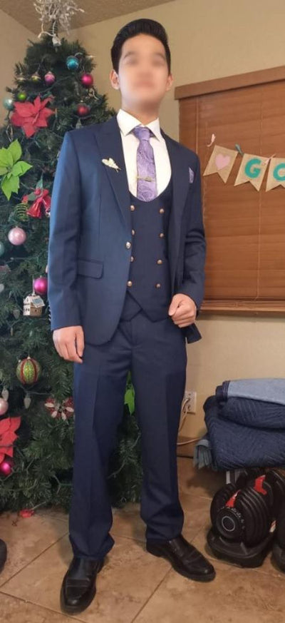 Suit With Gold Buttons Double Breasted Vest - Peak Lapel Single Button Suit 1 34-Shrt-ExSml-JA63556  - from alligatorwarehouse.com