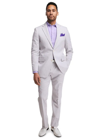 Mens Lavender Seersucker Suit Blazer + Pants Cotton Fabric - Summer Fabric in Purple color 7   - from alligatorwarehouse.com