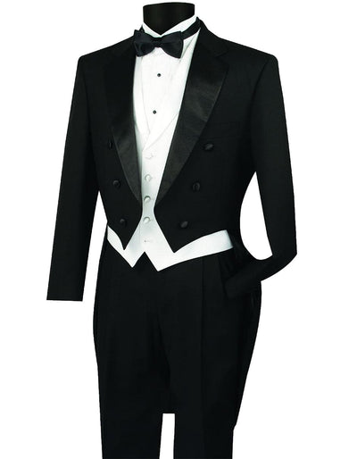 Mens 3pc Vested Classic Tail Tuxedo in Black 1   - from alligatorwarehouse.com