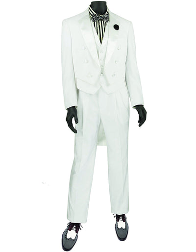 Mens 3pc Vested Classic Tail Tuxedo in White 1 46-3306  - from alligatorwarehouse.com