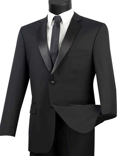 (44L, 54L) Regular Fit Satin Lapel 2 Piece Tuxedo in Black 1 SO1T-900_BLACK_44L  - from alligatorwarehouse.com