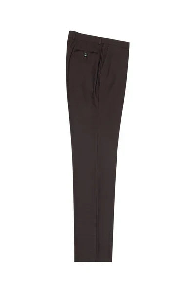 Brown Flat Front Wool Dress Pant 2560 by Tiglio Luxe TIG1003 1   - from alligatorwarehouse.com