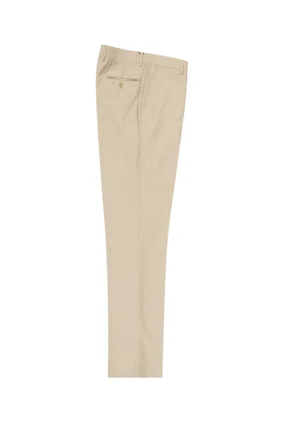Tan Flat Front Wool Dress Pant 2560 by Tiglio Luxe TIG1004 1   - from alligatorwarehouse.com