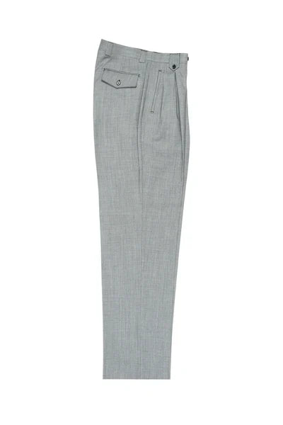 Light Gray Bridseye Wide Leg Wool Dress Pant 2586/2576 by Tiglio Luxe TIG1018 1   - from alligatorwarehouse.com
