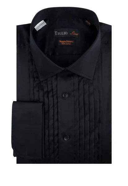 Black Tuxedo Shirt, French Cuff, by Tiglio 1   - from alligatorwarehouse.com