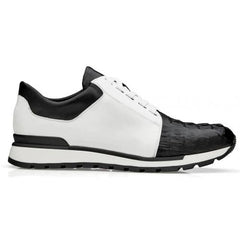 Belvedere Titan Black / White Genuine Crocodile  Soft Calf Casual Sneakers