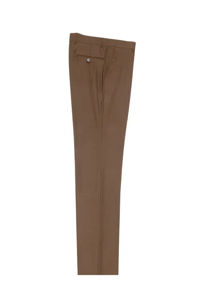 Tobacco Flat Front Wool Dress Pant 2560 by Tiglio Luxe TOBACCO 1   - from alligatorwarehouse.com