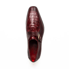 Marco Di Milano Toluca Wine / Burgundy Monk Strap Lizard & Crocodile Shoes