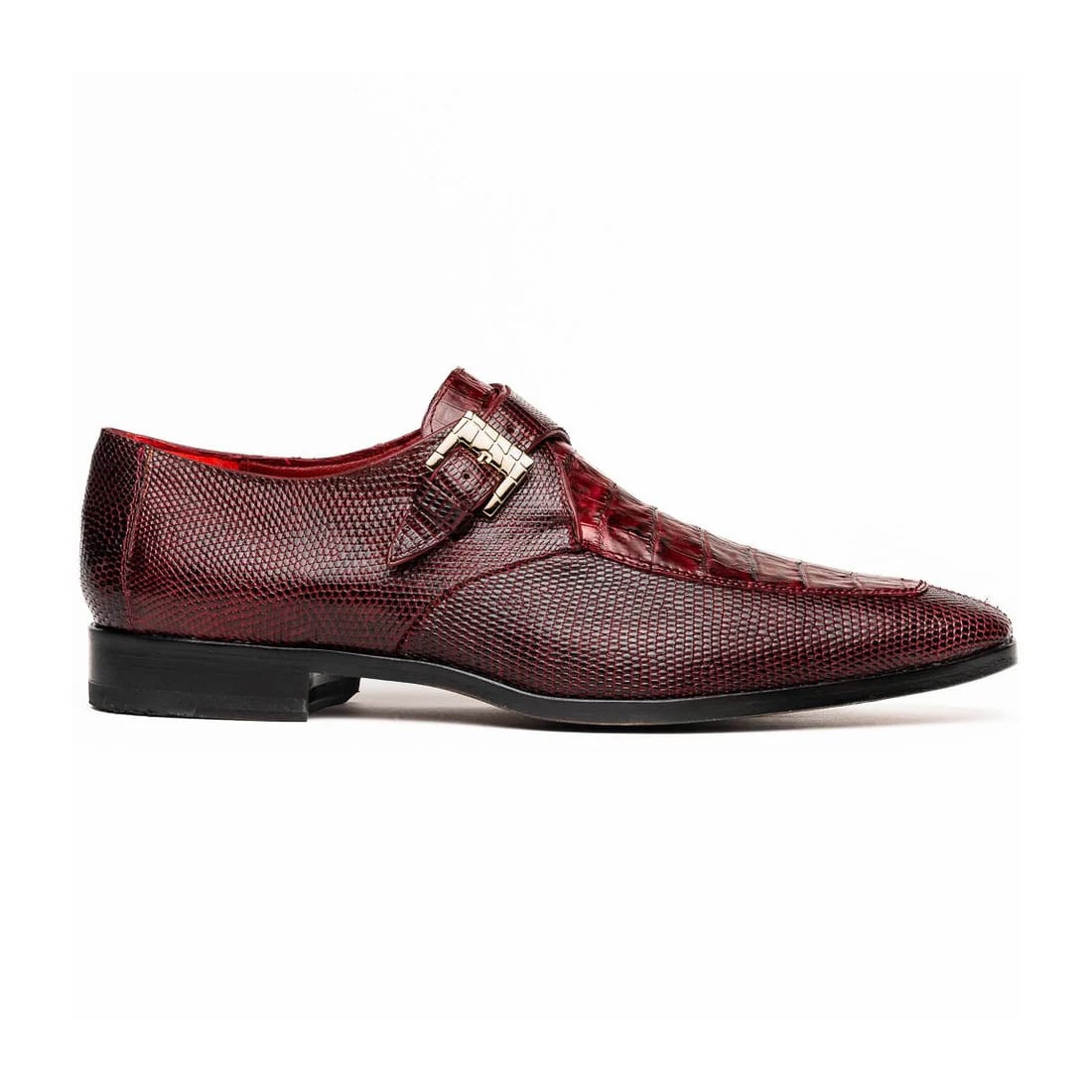 Marco Di Milano Toluca Wine / Burgundy Monk Strap Lizard & Crocodile Shoes