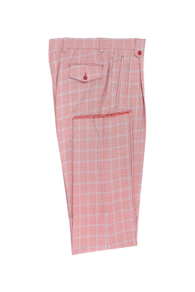 Tiglio Luxe Red Houndstooth with Light Blue Windowpane Wide Leg Wool Dress Pants 2576 CT552455 1   - from alligatorwarehouse.com