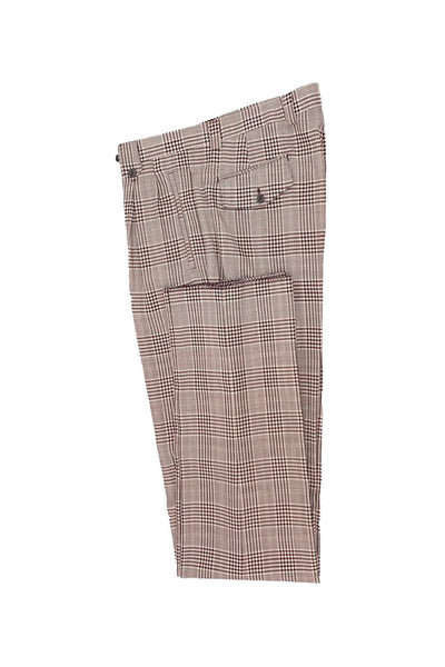Tiglio Luxe Merlot with White Houndstooth and Windowpane Wide Leg Wool Dress Pants 2576 TLS20059/1 1   - from alligatorwarehouse.com