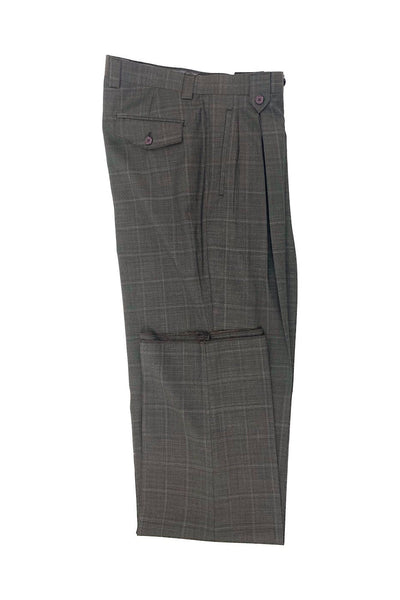 Tiglio Luxe Brown Windowpane Wide Leg Wool Dress Pant 2576 TLS20060/1 1   - from alligatorwarehouse.com