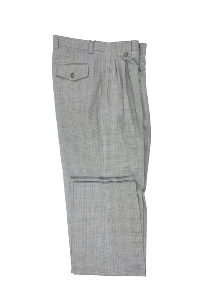 Tiglio Luxe Light Gray with Baby Blue Windowpane Wide Leg Wool Dress Pants 2576 TLS20061/1 1   - from alligatorwarehouse.com