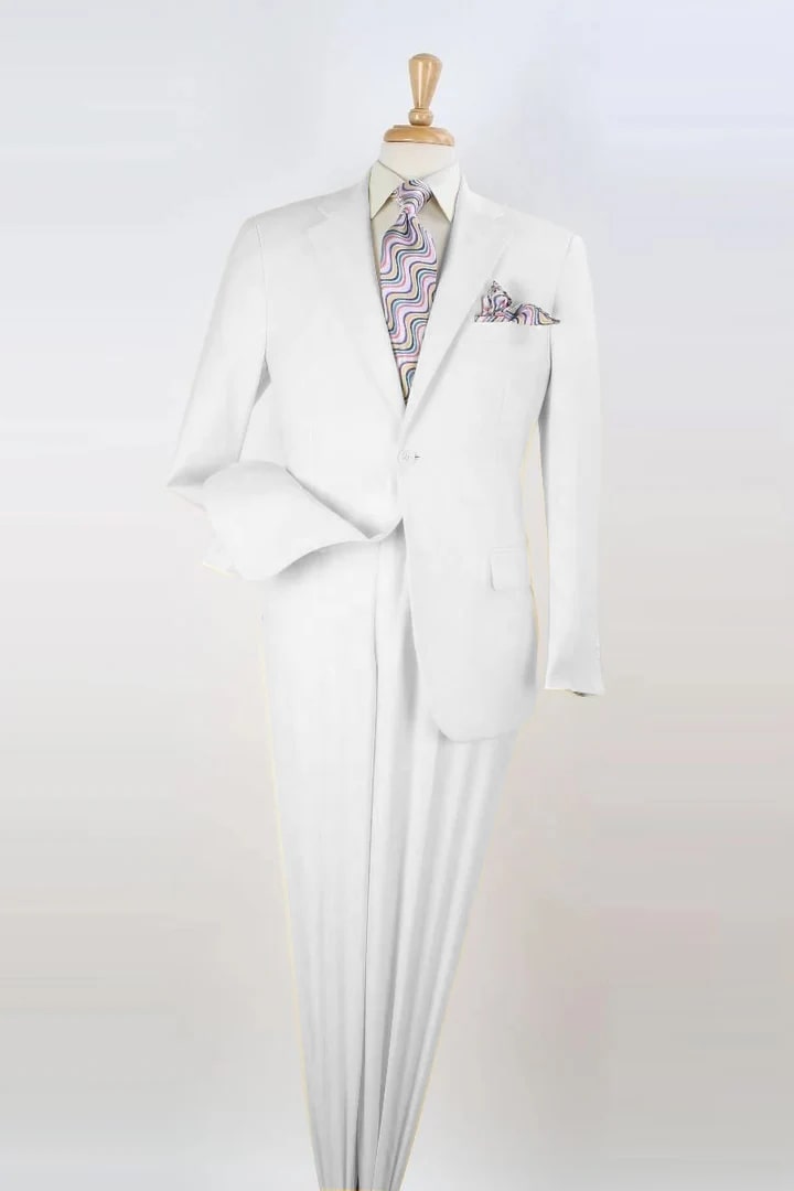White Wedding Suit For Men - Perfect For Groom - Mens Two Button Modern Fit Two Piece Suit In White 1   - from alligatorwarehouse.com