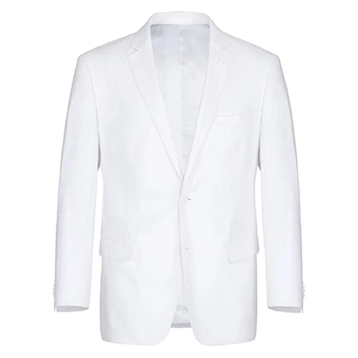 Mens Basic Two Button Classic Fit Linen Summer Suit in White