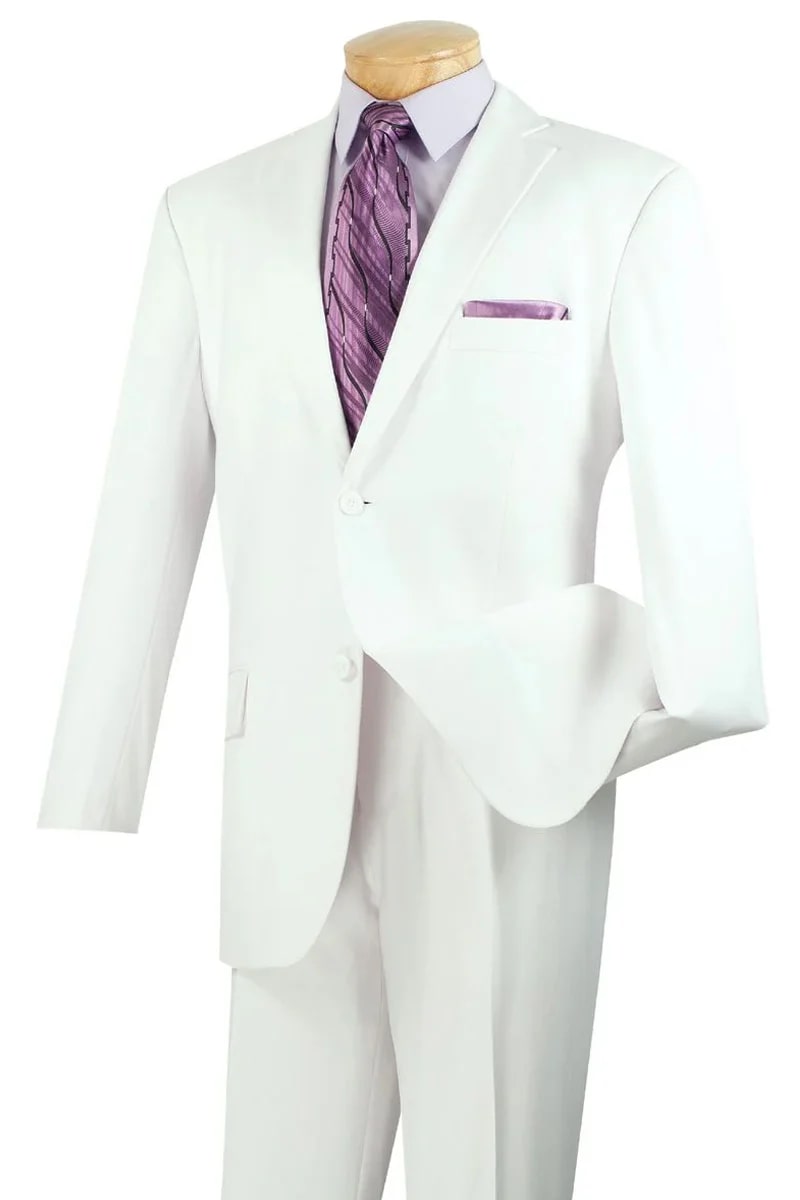 Mens Two Button Modern Fit Rayon Fabric Suit in White