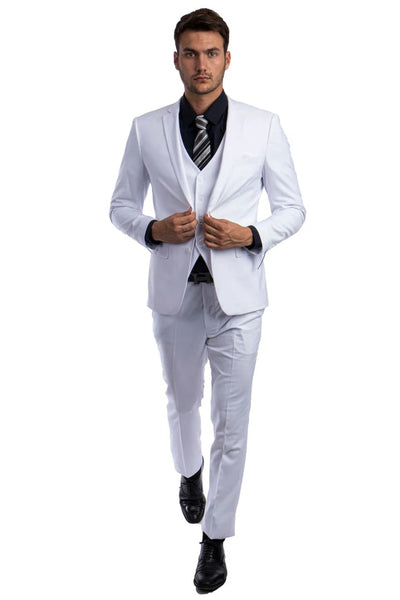 Men's Two Button Slim Fit Vested Solid Basic Color Suit in White 2 8Q-0295  - from alligatorwarehouse.com