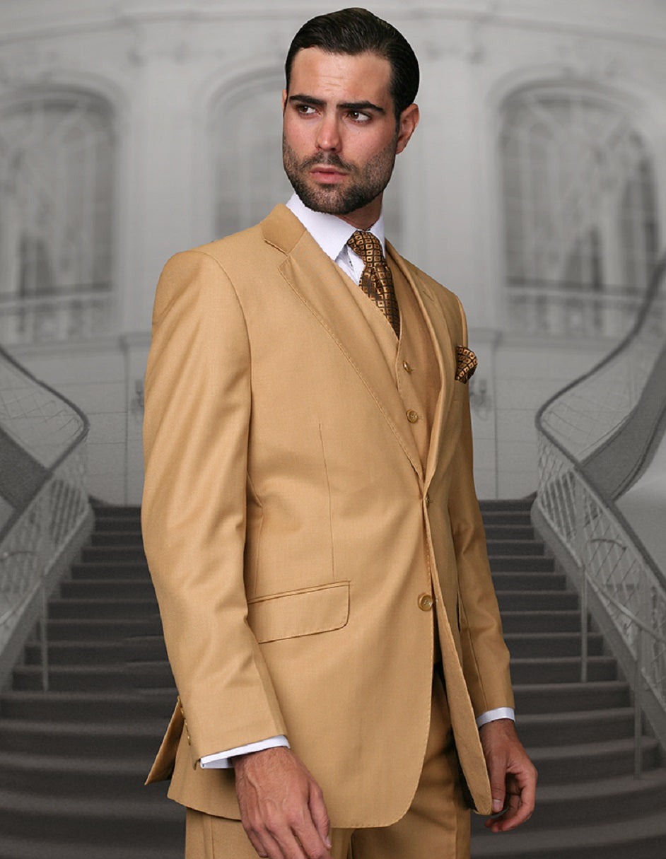 Mens Classic Fit Pleated Pant 2 Button Wool Suit in Camel 1 TZ-100_CAMEL_56R  - from alligatorwarehouse.com