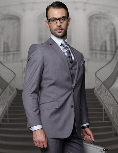 Mens Classic Fit Pleated Pant 2 Button Wool Suit in Heather Charcoal Grey 1 TZ-100_CHARCOAL_56R  - from alligatorwarehouse.com